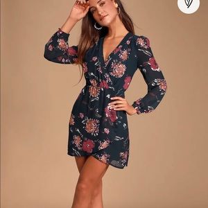 Lulus Pretty Pretender Navy Floral Print Dress